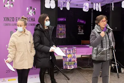 A alcaldesa de Xinzo dando unha charla antes da lectura do manifesto polo 25 - N en Xinzo 1