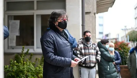 Elvira Lama, este m&eacute;rcores, no acto de apoio ao pobo de Ucra&iacute;na. FOTO Noelia Caseiro
