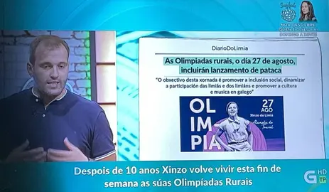 Camilo Vila, esta tarde na TVG, coa noticia da recuperaci&oacute;n das Olimpiadas rurais que avanzou o Diario do Limia (FILEminimizer)