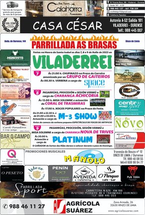 Cartel das festas patronais de Viladerrei.