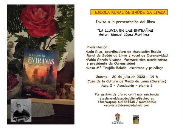 Información de la presentación del libro "La lluvia en las entrañas", de Manuel López.