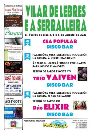 Cartel das festas patronais de Vilar de Lebres e a Serralleira. FOTO: Gráficas Cars.