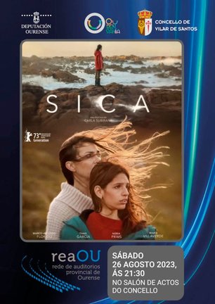 Cartel da proxección da película "Sica" en Vilar de Santos.