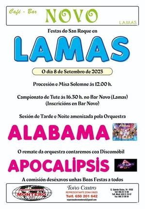 Cartel das Festas do San Roque en Lamas. FOTO: Gráficas Cars