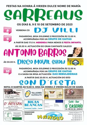 Cartel das festas patronais en Sarreaus. FOTO: Gráficas Cars.