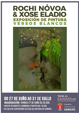 Rochi N&oacute;voa e Xos&eacute; Eladio presentan a s&uacute;a exposici&oacute;n de pintura no Concello de Sandi&aacute;s.