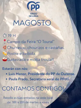 O Partido Popular de Xinzo celebra o seu magosto aberto a veci&ntilde;anza.