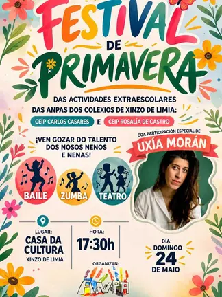 Cartel promocional del Festival de Primavera organizado por las ANPAs de Xinzo de Limia.