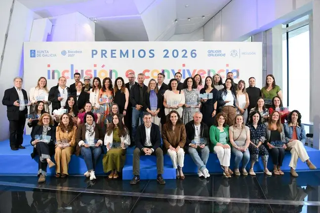 Imaxe da entrega de galard&oacute;ns celebrada en Santiago de Compostela onde se reco&ntilde;eceu o labor inclusivo de vinte e un centros galegos.