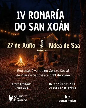 Cartel anunciador da IV Romar&iacute;a do San Xo&aacute;n, organizada polo Concello de Vilar de Santos na Aldea de Saa.