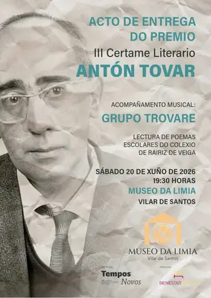 O Museo da Limia acoller&aacute; a entrega do premio do III Certame Ant&oacute;n Tovar con m&uacute;sica e poes&iacute;a.