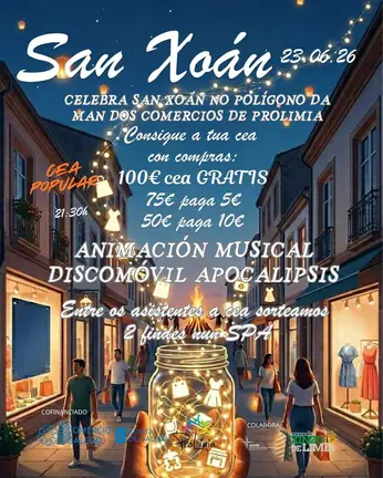 Cartel de la campa&ntilde;a de San Xo&aacute;n de Prolimia con canje de tiquets de compra.
