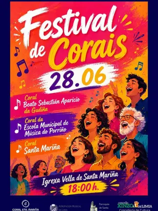 Cartel oficial del Festival de Corales de Xinzo de Limia programado para el pr&oacute;ximo domingo 28 de junio.