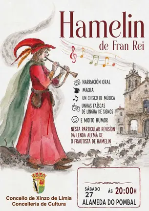 Cartel de la representaci&oacute;n infantil de 'Hamelin' organizada por el Concello de Xinzo de Limia.