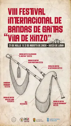 Cartel do VIII Festival Internacional de Bandas de Gaitas "Vila de Xinzo".