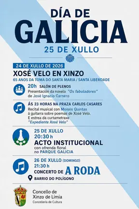 A programaci&oacute;n do D&iacute;a de Galicia desenvolverase entre o 24 e o 26 de xullo en Xinzo de Limia.