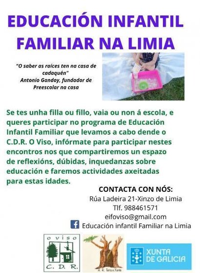 Cartel do Programa de Educación Infantil Familiar na Limia.