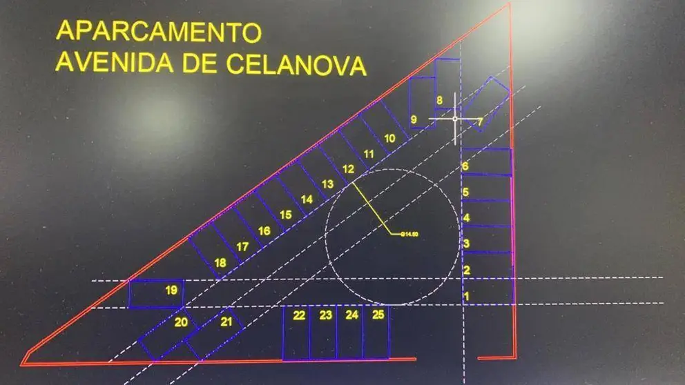 Velaí o deseño da distribución das prazas do novo estacionamento disuasorio de Xinzo.