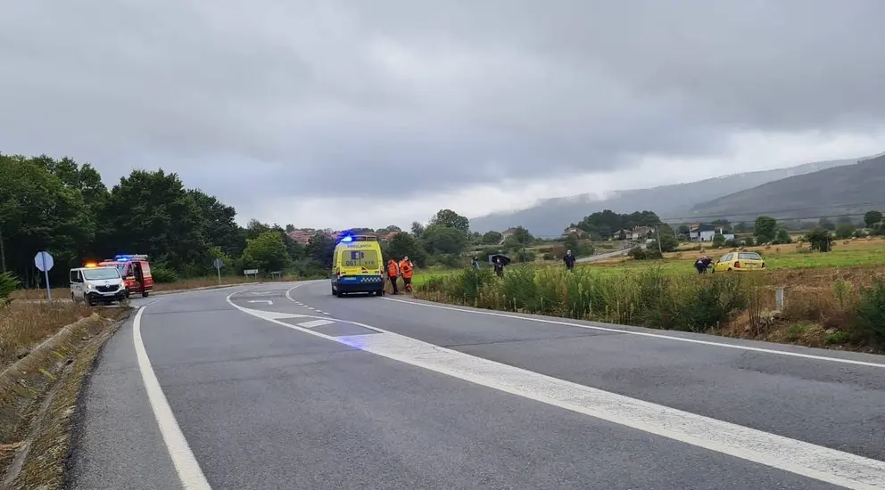 Lugar do accidente de tráfico na OU - 301. | FOTO: Concello de Porqueira.