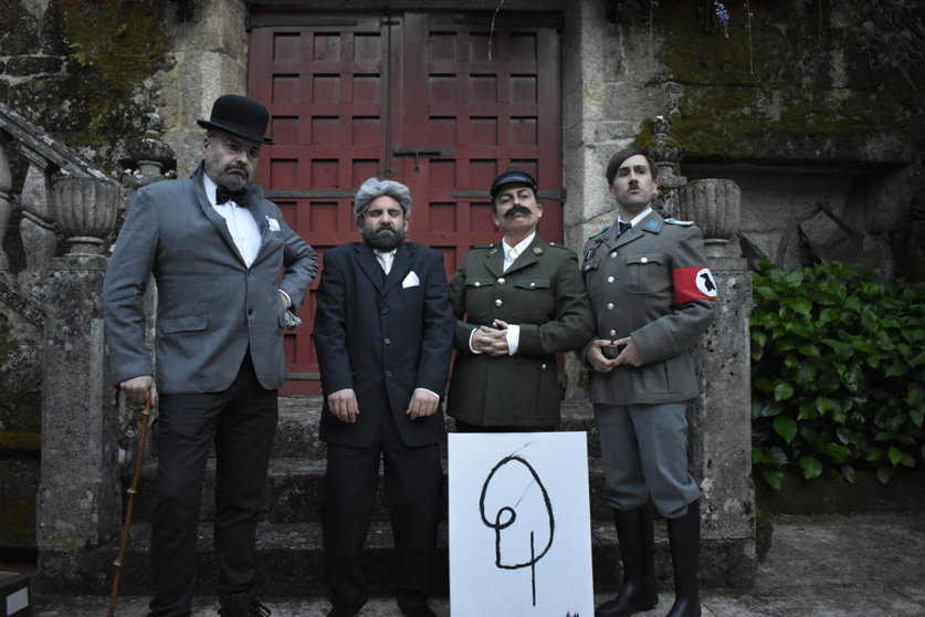 Os personaxes de W. Churchill, Hirohiro, I. Stalin e A. Hitler na webserie Os Tempos Mortos do Führer. | FOTO: Cedida.