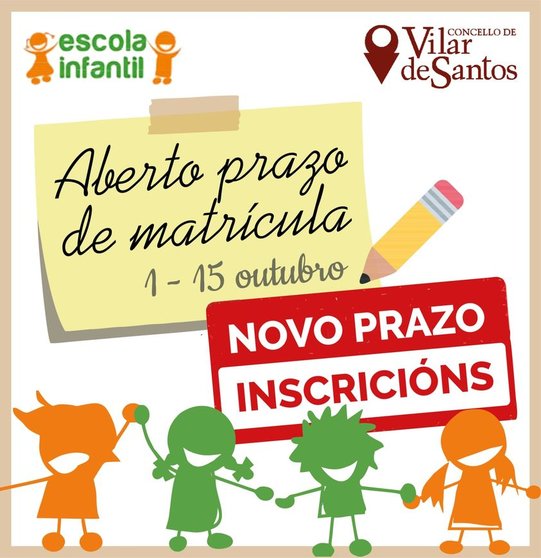 Cartel informativo da Escola Infatil de Vilar de Santos.