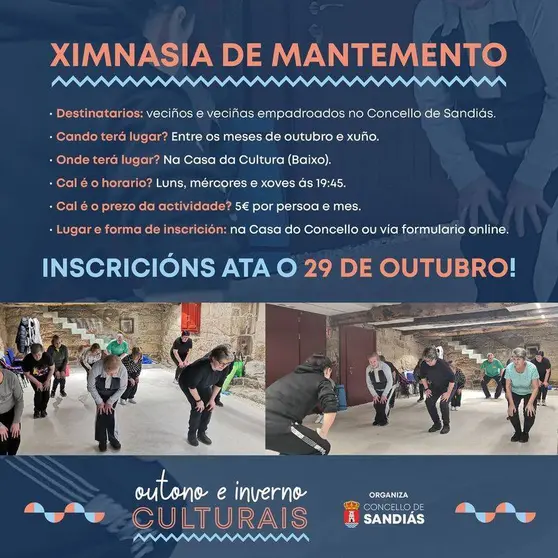 Cartel do programa de Ximnasia de Mantemento en Sandiás.