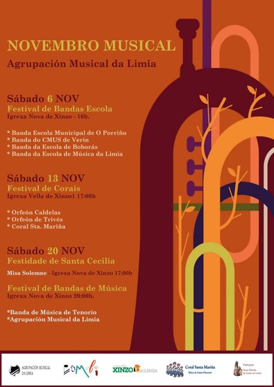 Cartel do novembro musical da Agrupación Musical da Limia.