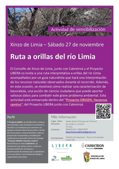 Cartel da actividade de sensibilización ambiental en Xinzo de Limia.