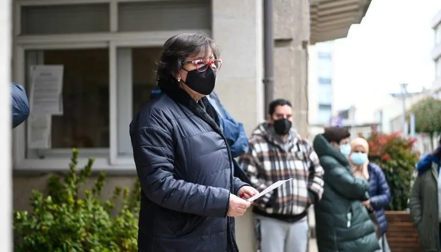 Elvira Lama, este mércores, no acto de apoio ao pobo de Ucraína. FOTO Noelia Caseiro