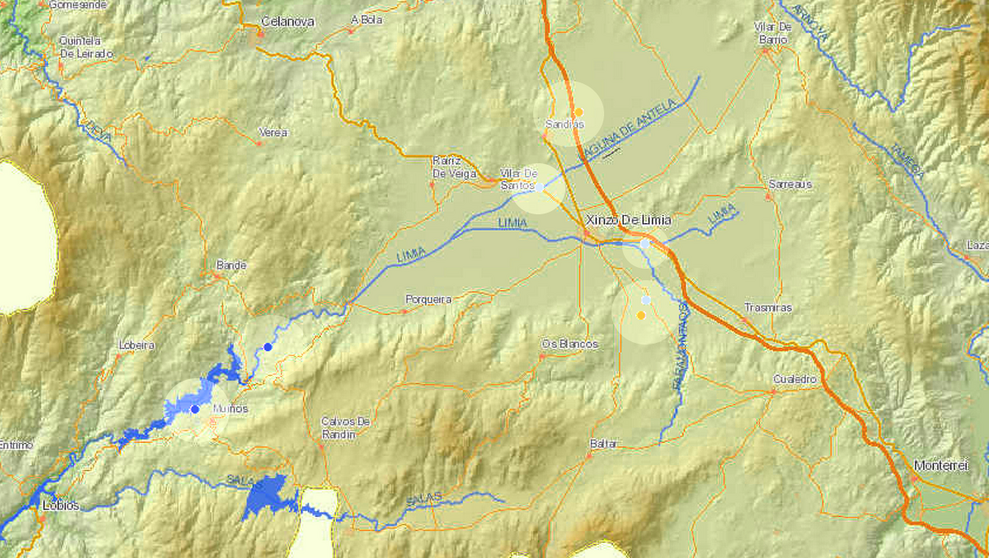 Mapa augas afectadas