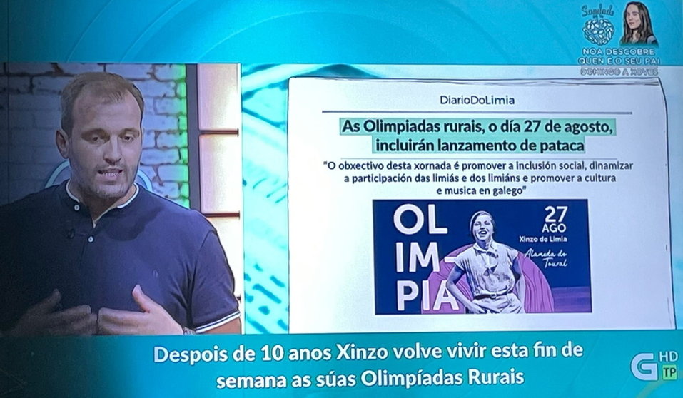 Camilo Vila, esta tarde na TVG, coa noticia da recuperación das Olimpiadas rurais que avanzou o Diario do Limia (FILEminimizer)