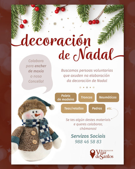 O Concello de Vilar de Santos quere que os veciños participen na decoración de Nadal do municipio.