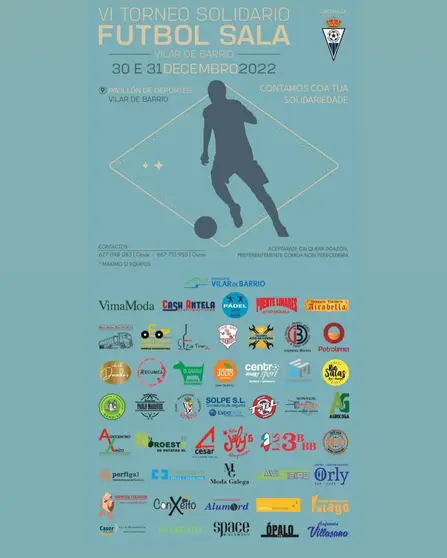 Cartel do VI Torneo Solidario de Fútbol Sala de Vilar de Barrio.