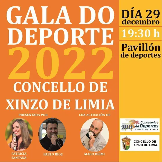 Cartel da Gala do Deporte de 2022, que terá lugar mañá.