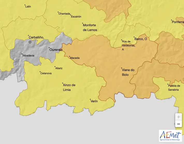 Mapa de alertas de Aemet.