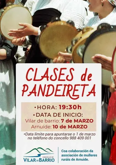 Cartel informativo das clases.