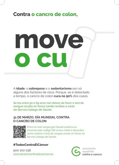 Cartel de la campaña "Move o cu" impulsada por la Asociación Española contra el Cáncer en Ourense.