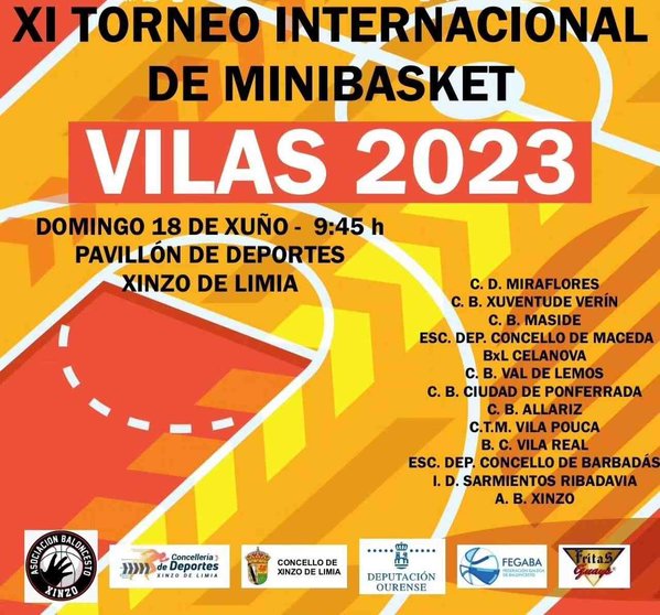 Cartel del XI Torneo Internacional de Minibasket Vila 2023 de Xinzo.