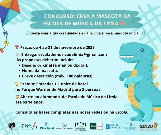 Concurso: Crea a mascota da Escola de M&uacute;sica da Limia.
