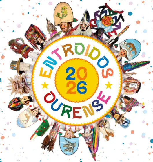 Portada da nova gu&iacute;a do Programa Provincial do Entroido 2026 editada polo Inorde e a Deputaci&oacute;n.