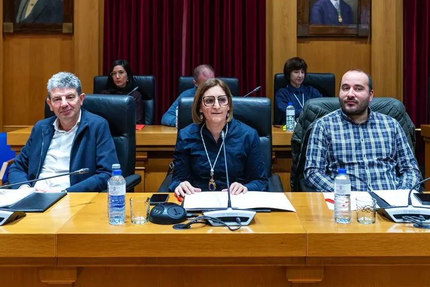 As novas deputadas provinciais, xunto ao resto dos membros do grupo socialista, durante o pleno celebrado nas instalaci&oacute;ns da Deputaci&oacute;n de Ourense.