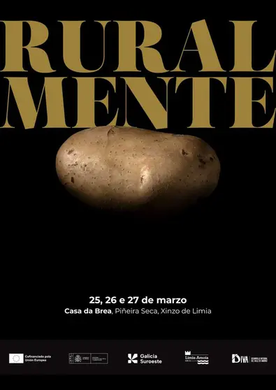 Cartel oficial de las jornadas Ruralmente, que sit&uacute;an a la pataca de Galicia como eje central del desarrollo econ&oacute;mico local.