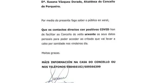 Bando urxente do Concello de Porqueira