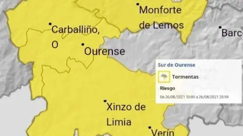 Aviso amarelo da Axencia Estatal de Meteorolox&iacute;a.