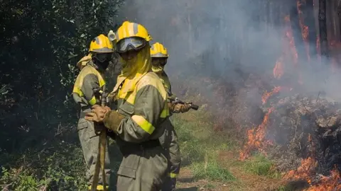 Brigada contra incendios forestales. | FOTO Concello de Vilar de Santos.