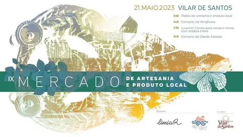 Cartel do mercado de artesan&iacute;a e produto local.