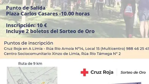 Cartel de la andaina solidaria de Cruz Roja en Xinzo.
