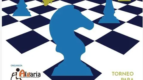 Cartel do Torneo Igualitario de Xadrez que organiza a Asociaci&oacute;n de Persoas con Discapacidade Algaria.