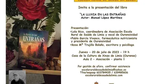Informaci&oacute;n de la presentaci&oacute;n del libro "La lluvia en las entra&ntilde;as", de Manuel L&oacute;pez.