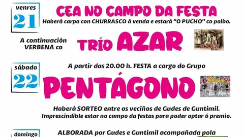 Cartel das festas de Guntimil e Gudes. | FOTO: Gr&aacute;ficas Cars.